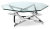 Konstanz 40\" Glam Octagon Glass Top Coffee Table - Silver with Metal Base