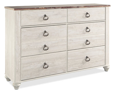 Willowton Dresser - Country style Dresser in White Engineered Wood and Laminate Veneers