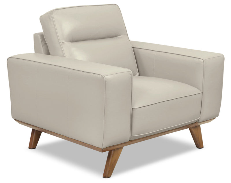 Kai Genuine Leather Chair – Silver