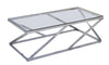 Nixon 47.25\" Modern Glass Top Coffee Table - Chrome with Metal Base