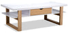 Izaac 47.25\" Modern Coffee Table with Storage and Shelf - White and Brown