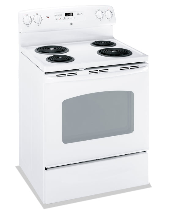 GE 5 Cu. Ft. Electric Range with Self Clean and Certified Sabbath Mode - White - JCBP240DMWW