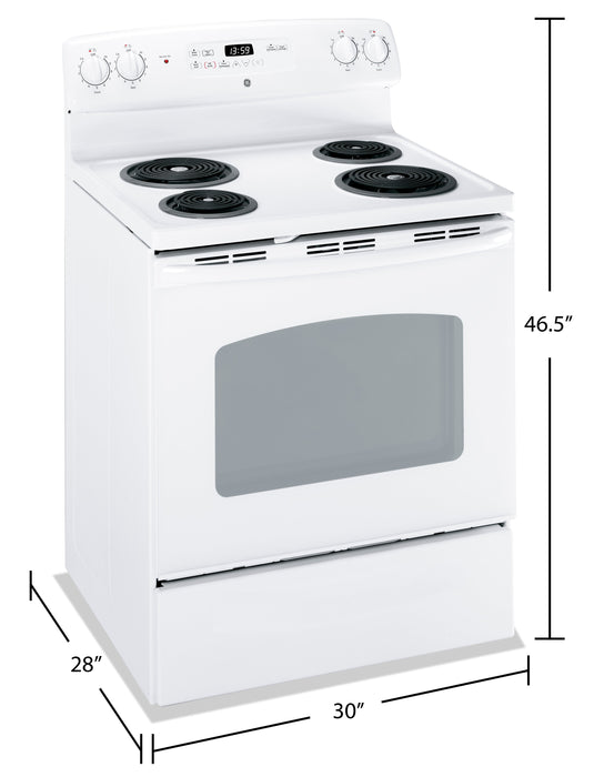 GE 5 Cu. Ft. Electric Range with Self Clean and Certified Sabbath Mode - White - JCBP240DMWW