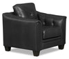 Andi 40\" Leather-Look Fabric Sofa with Button Tufting - Black