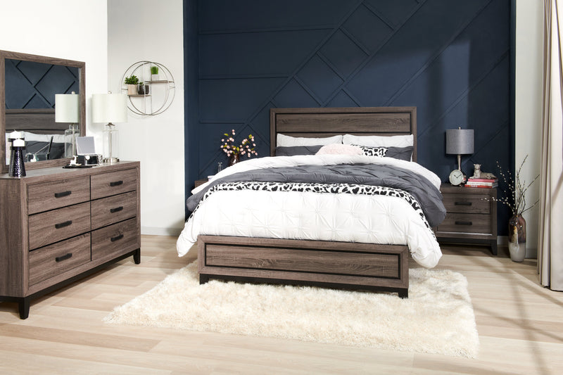 Kate Panel Bed with Headboard & Frame, Grey/Brown - Queen Size