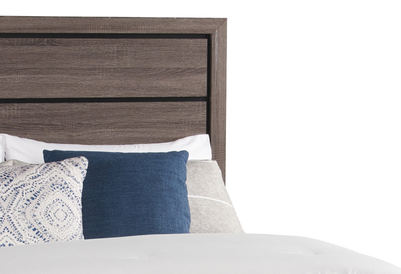 Kate Panel Bed with Headboard & Frame, Grey/Brown - Queen Size