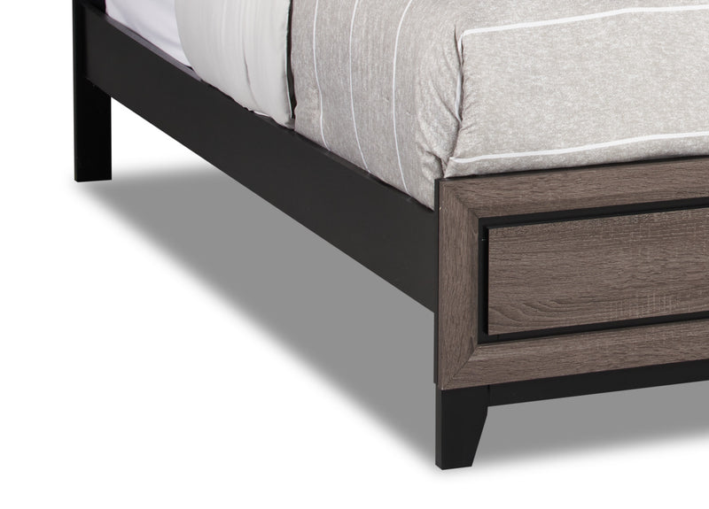 Kate Panel Bed with Headboard & Frame, Grey/Brown - Queen Size