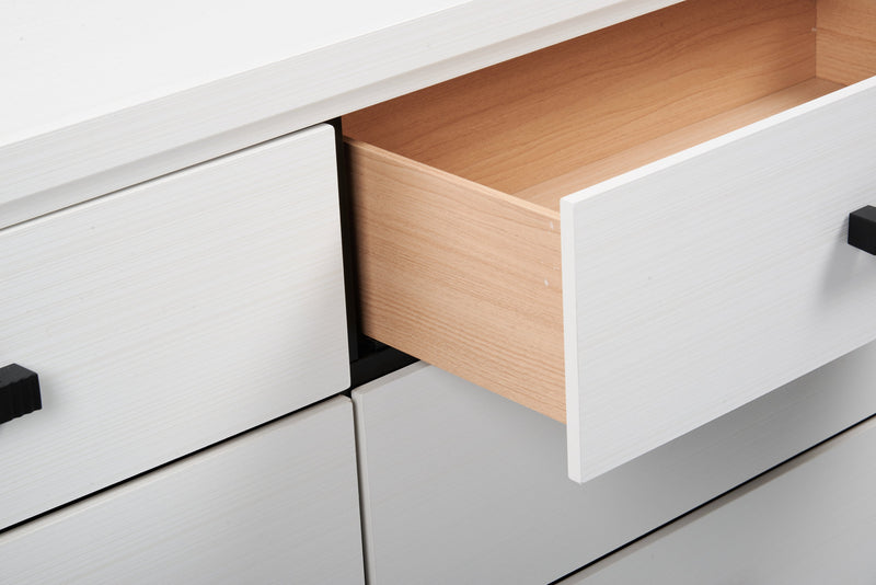 Kate 5pc Bedroom Set with Bed, Dresser & Mirror, White - King Size