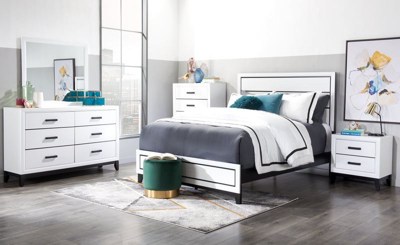 Kate 6pc Bedroom Set with Bed, Dresser, Mirror & Nightstand, White - Queen Size