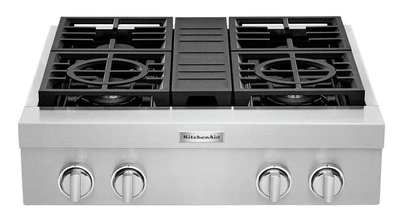 KitchenAid 30\" 4-Element Gas Cooktop - Stainless Steel - KCGC500JSS