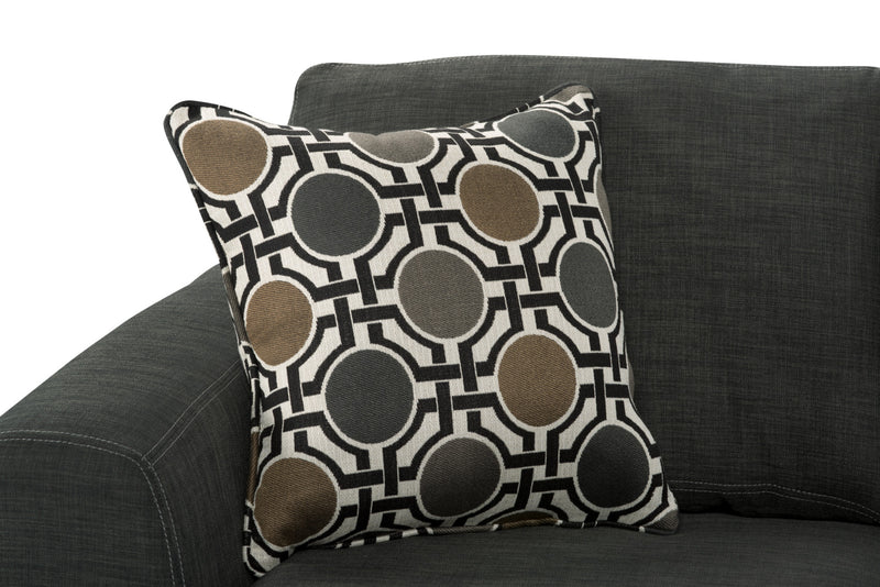 Made in Canada Nina 2-Piece Linen-Look Fabric Reversible Sectional with Accent Pillows - Grey