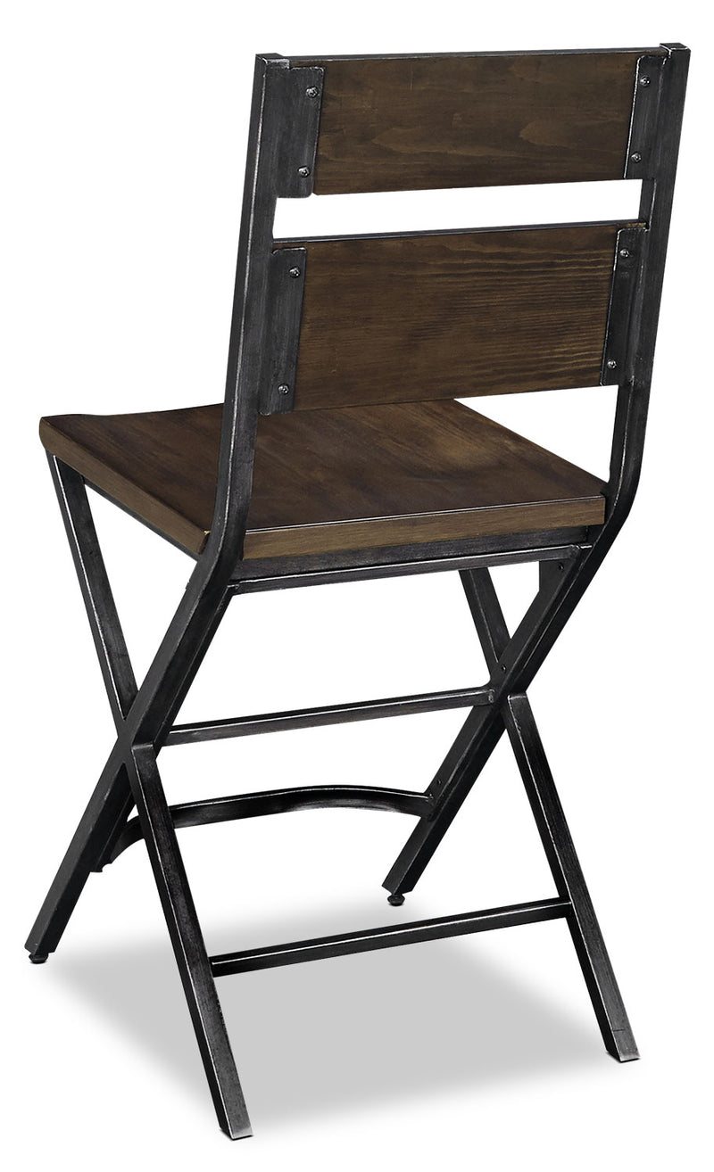 Kavara CounterHeight Stool with LadderBack, Metal Brown The Brick