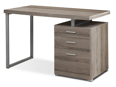 Rimini 48" Computer Office Desk with 3-Drawers - Dark Taupe|Bureau d’ordinateur Rimini de 48 po à 3 tiroirs - taupe foncé