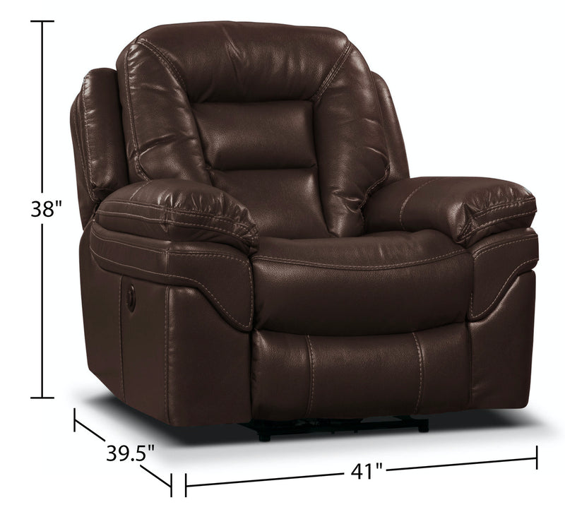 Leo Genuine Leather Power Recliner Walnut The Brick
