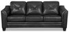 Andi 84\" Leather-Look Fabric Sofa with Button Tufting - Black
