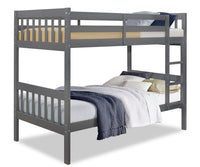 Miko Bunk Bed with Ladder & Guard Rail for Kids, Grey - Twin/Twin