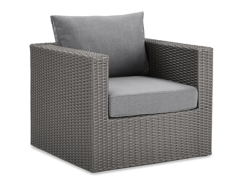 Morris 7-Piece Outdoor Patio Set with 3 Corner Chairs, 2 Armless Chairs, Patio Chair & Ottoman - Hand-Woven Resin Wicker, Olefin Fabric, UV & Weather Resistant - Grey