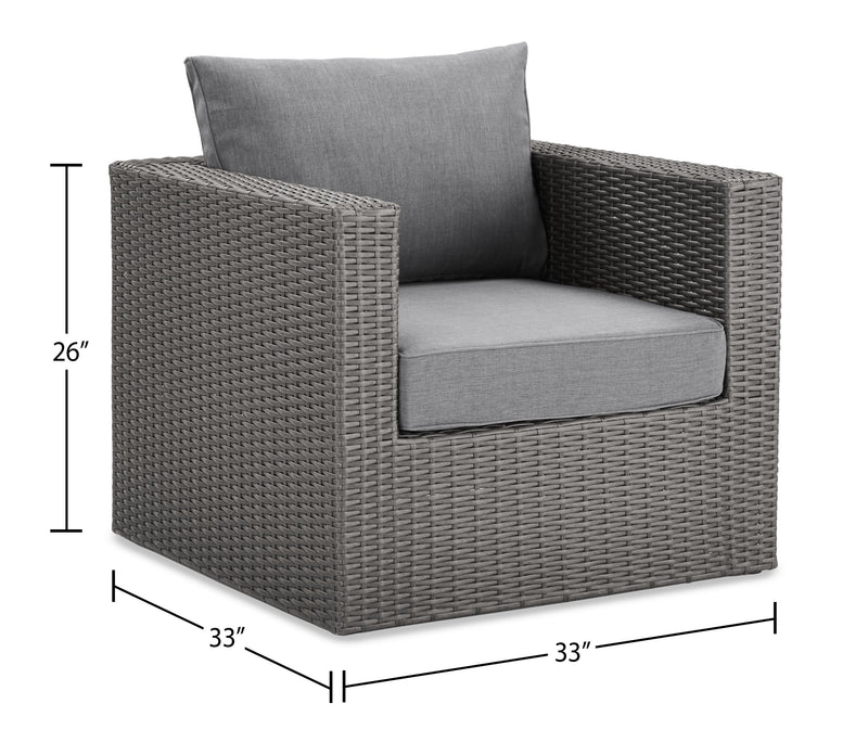 Morris 7-Piece Outdoor Patio Set with 3 Corner Chairs, 2 Armless Chairs, Patio Chair & Ottoman - Hand-Woven Resin Wicker, Olefin Fabric, UV & Weather Resistant - Grey