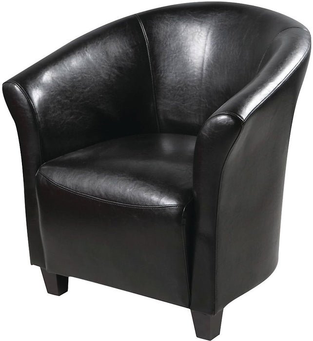 Ethan 31\" Faux Leather Tub-Style Accent Chair with Wood Legs - Black