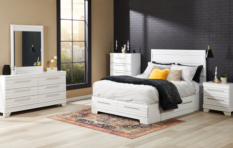 Olivia Platform Storage Bed with Headboard & Frame, Made in Canada, White - Full Size