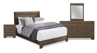 Olivia 6pc Bedroom Set with Bed, Dresser, Mirror & Nightstand, Made in Canada, Grey - Queen Size