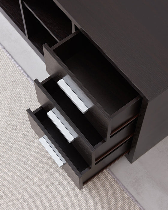 Owen 55\" Reversible Corner Office Desk with 4-Drawers & Cubbies - Espresso