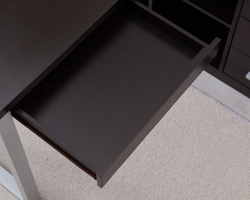 Owen 55\" Reversible Corner Office Desk with 4-Drawers & Cubbies - Espresso