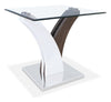 Tuxedo 24\" Modern Glass Top End Table - White and Grey with Metal Base
