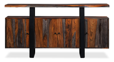 Bowery Server - Industrial style Server in Rustic Brown Metal and Wood
