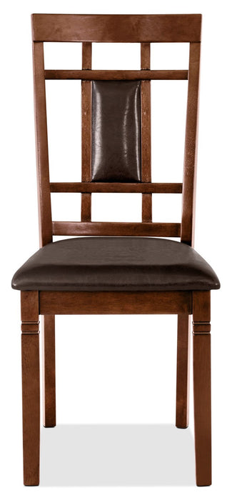 Aran Dining Chair with Vegan-Leather Fabric, Slat-Back - Brown