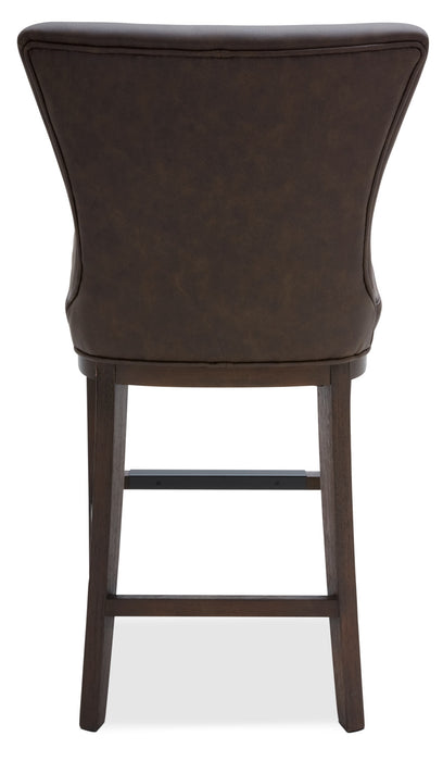 Quinn Counter-Height Stool with Vegan Leather Fabric - Brown