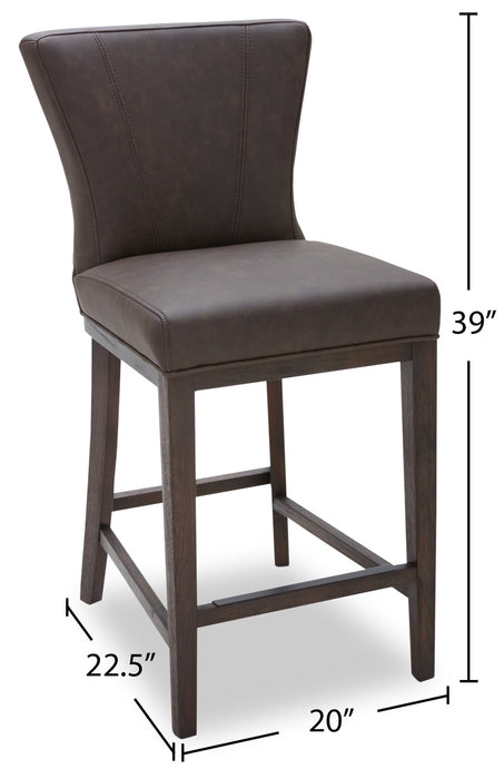 Quinn Counter-Height Stool with Vegan Leather Fabric - Brown