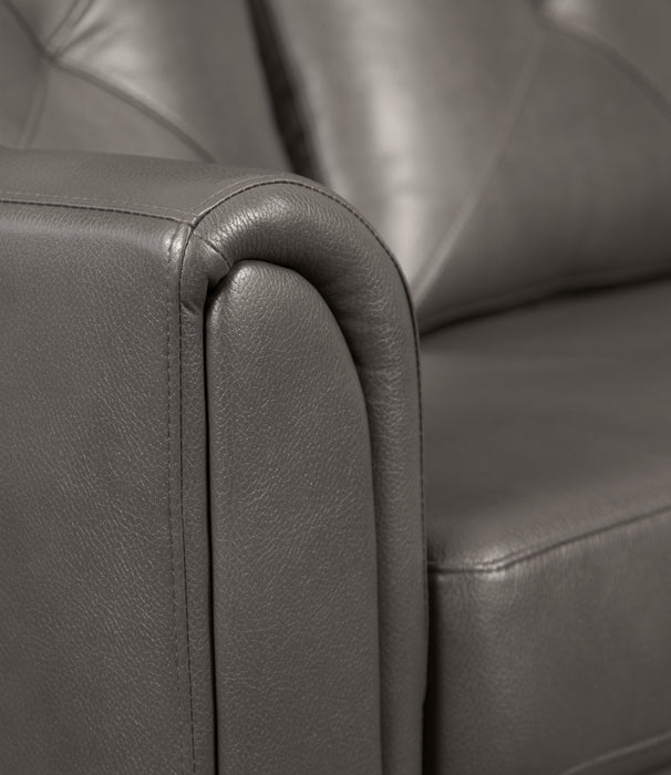 Andi 62\" Leather-Look Fabric Loveseat with Button Tufting - Grey