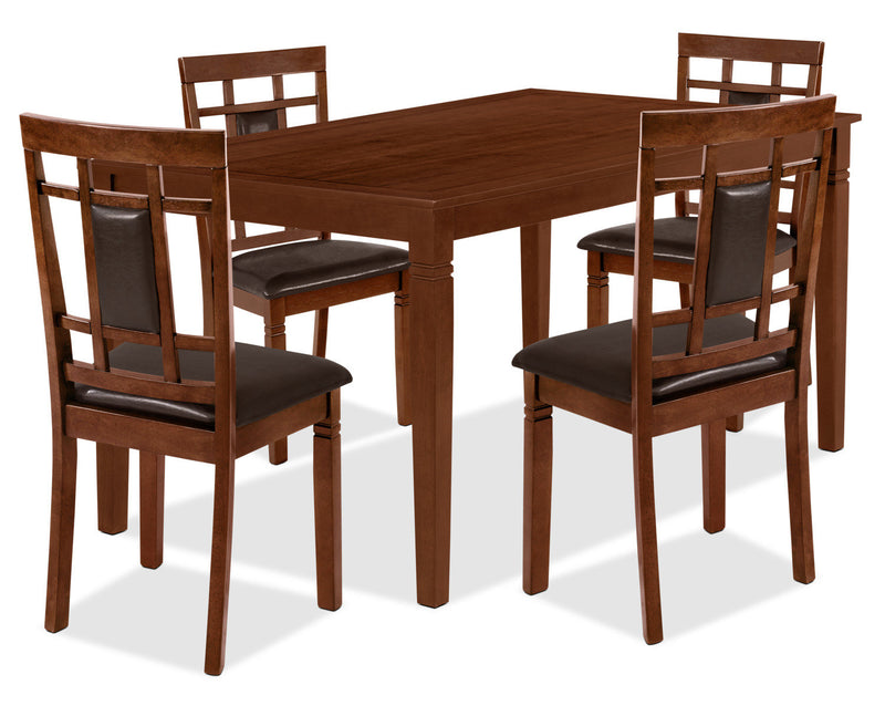 Aran 5pc Dining Set with Table & 4 Chairs, 60\"W - Brown
