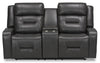 Ryker 72.24\" Leather-Look Fabric Reclining Loveseat with Storage Console - Grey