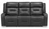 Ryker 82.5\" Faux Leather Reclining Sofa with Storage Arms - Grey