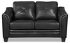 Andi 62\" Leather-Look Fabric Loveseat with Button Tufting - Black