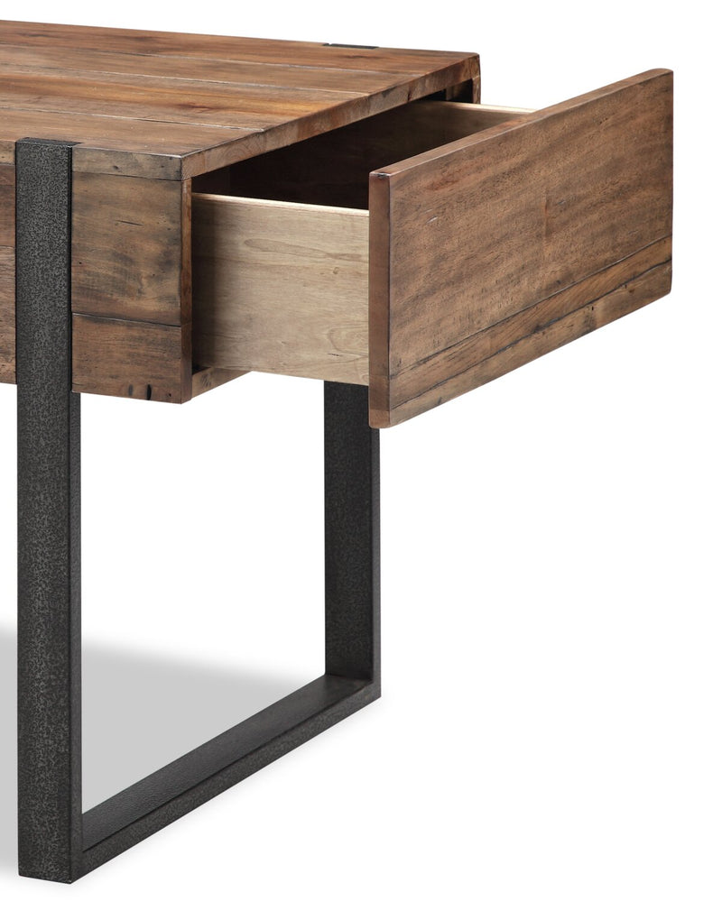 Manchester 22" Rustic Chairside Table with Storage Brown Wood wit