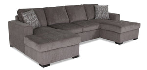 Legend 3-Piece Chenille Sleeper Sectional Sofa with Two Chaises - Pewter