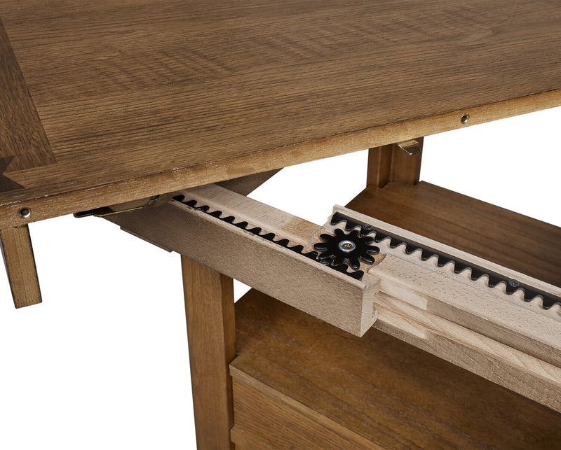 Dena 5pc Dining Set with Table & 4 Chairs, 42-60\"W Extension, Round  - Oak Brown