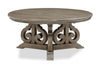 Tinley Park 40\" Traditional Round Coffee Table - Grey-Brown Pine with Scroll Design Base