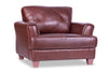 Chateau d'Ax Vita 44\" 100% Genuine Leather with Diamond Pattern Stitching and Wood Legs - Brown