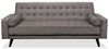 Avery 81.5\" Linen-Look Fabric Klik Klak Futon with Tufting and Two Armrest Pillows - Grey