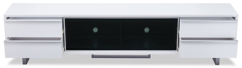 Amelia 89\" x 15.5\" Modern TV Stand with Storage and Cable Management for TVs up to 100\"- White & Black Two Tone