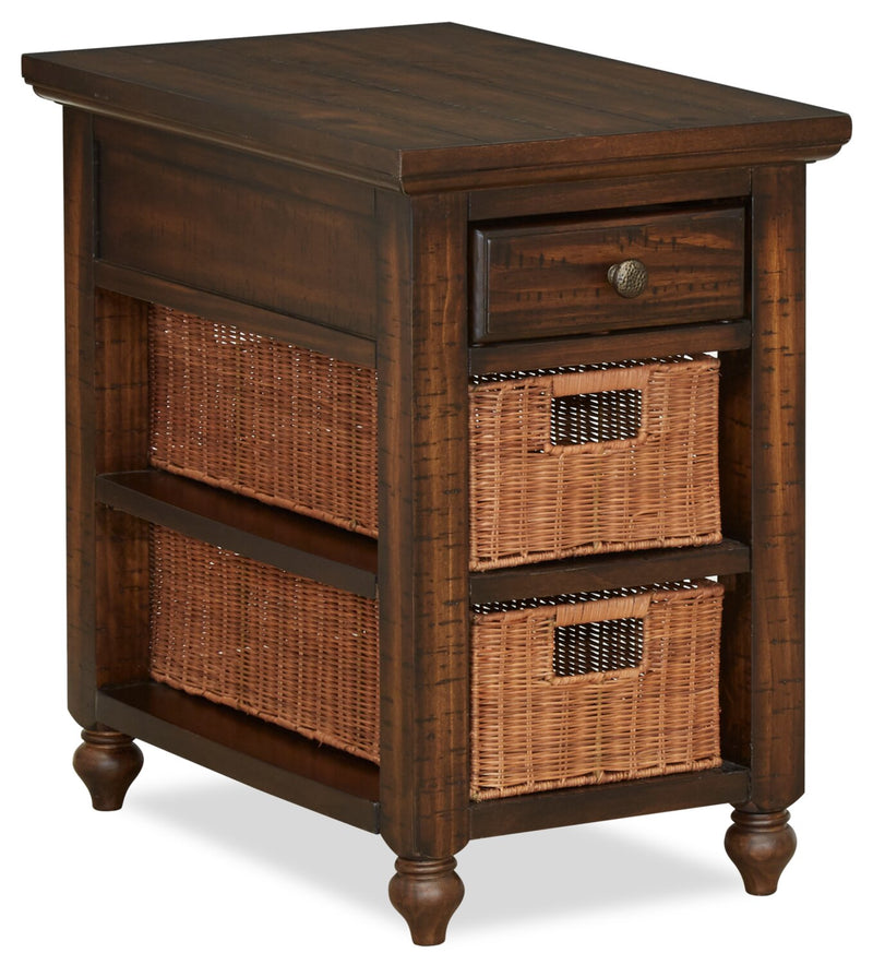 Cottage Lane 16" Rustic Chairside Table with Storage Dark Brown Wood