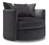 Made in Canada Sofa Lab Customizable Nest 41\" Chenille Fabric Swivel Accent Chair - Luxury Charcoal Grey