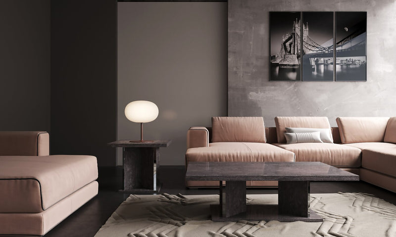 Mara 51.1\" Modern Coffee Table - Dark Grey Wood with Lacquer Finish