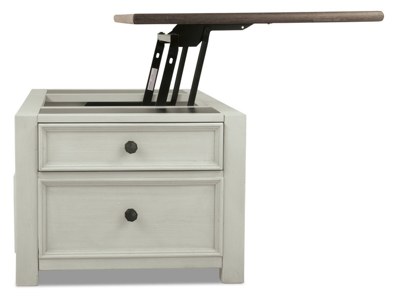 Colby 46\" Rustic Lift Top Coffee Table with Storage and Casters - Two Tone Wood