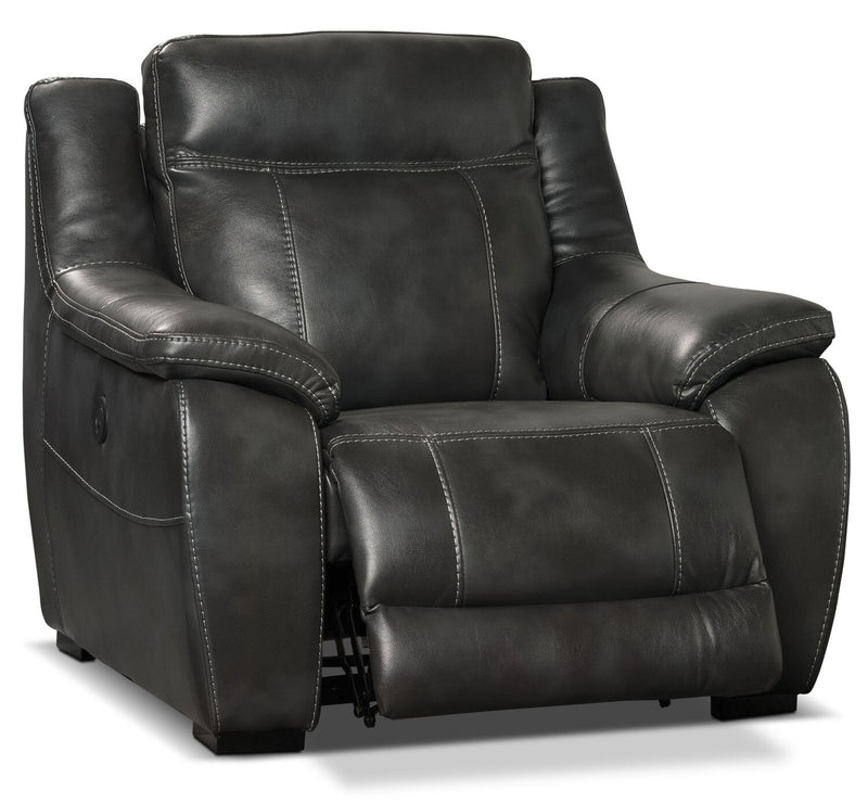 Novo LeatherLook Fabric Power Recliner Grey The Brick