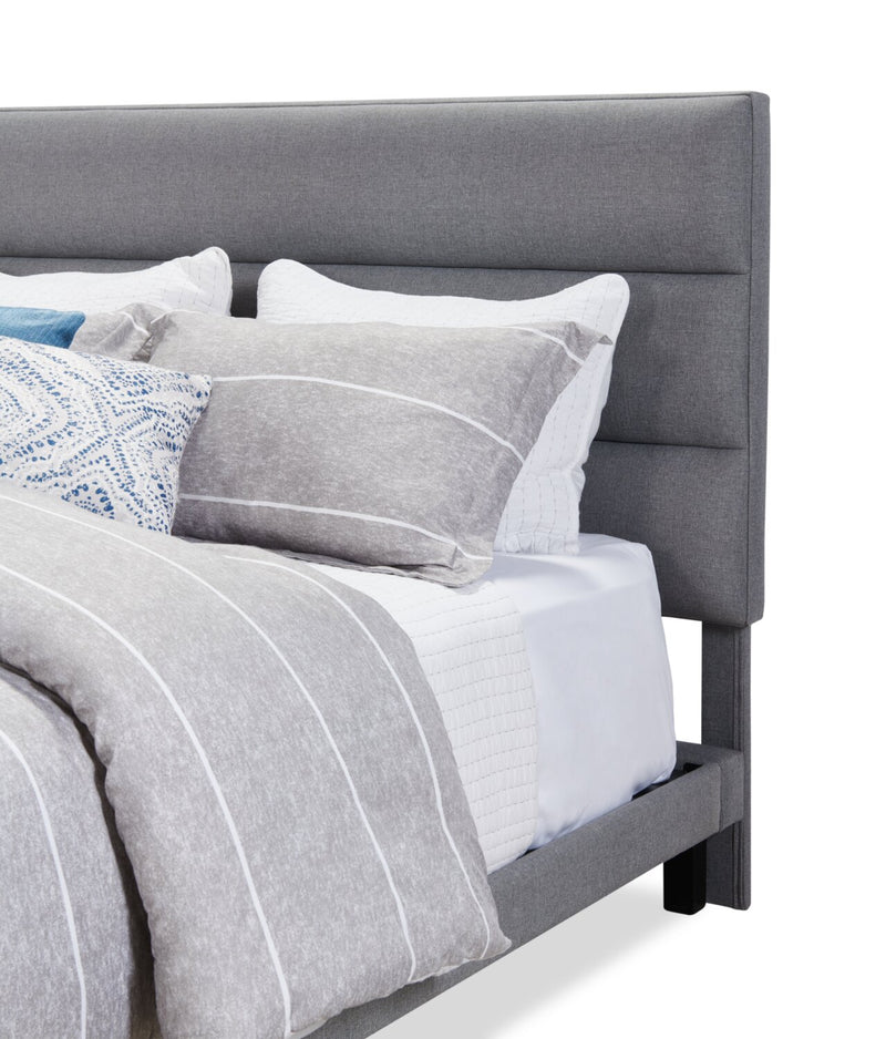 Burk Upholstered Adjustable Platform Bed in Grey Fabric, Tufted K